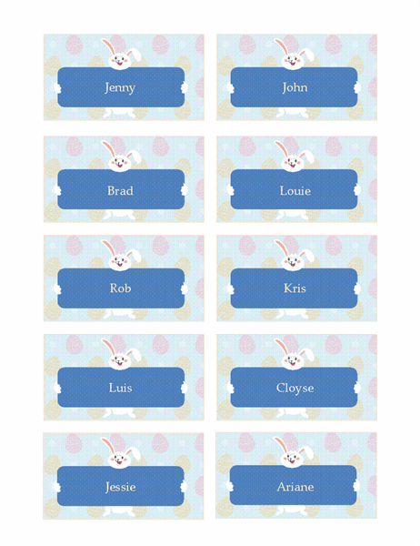 Easter party place cards (10 per page) Easter party place cards (10 per page)
