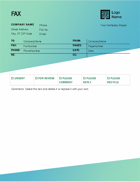 Fax cover sheet (Green Gradient design)