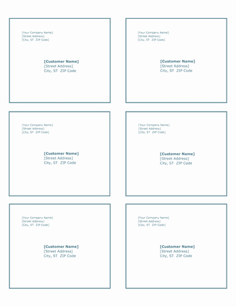 Shipping Labels Blue Border Design 6 Per Page