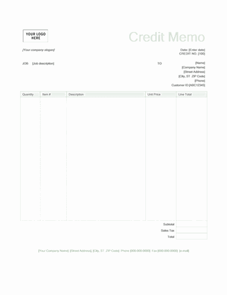 Credit Invoice Template Free - FREE PRINTABLE TEMPLATES