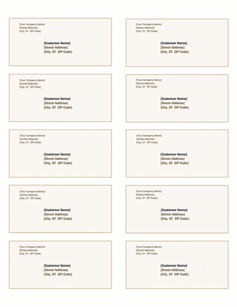 Shipping labels (Sienna design, 10 per page, works with Avery 5163)