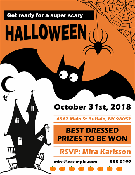 Spooky bat Halloween party flyer