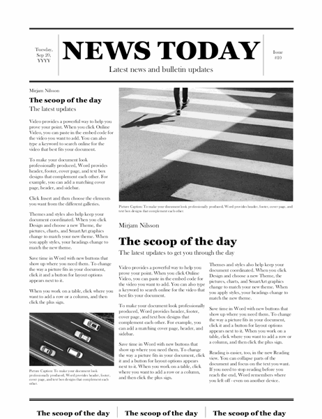 free newspaper layout template for word