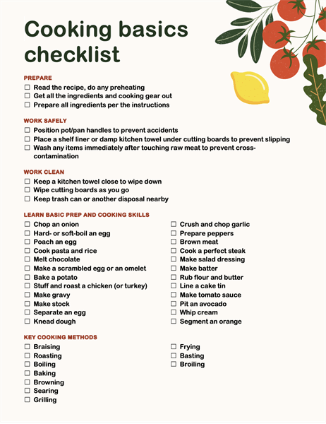 Cooking basics checklist