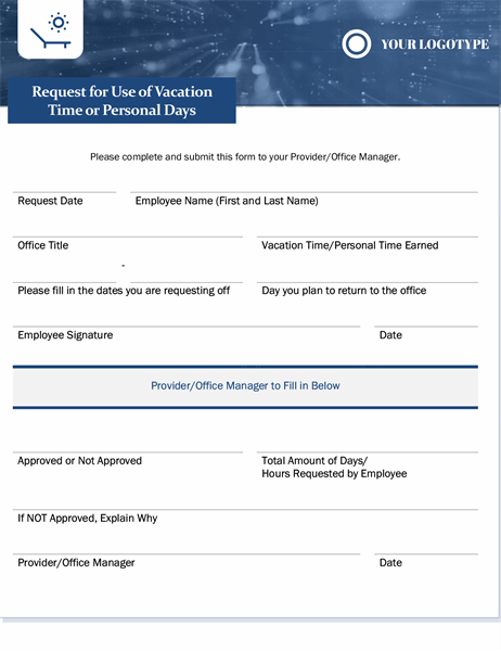 Small business employee vacation request form