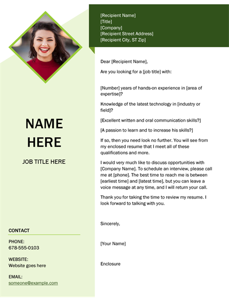 Green cube cover letter Green cube cover letter