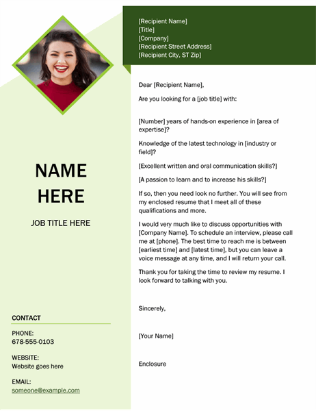 Green cube cover letter