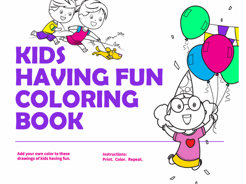 Kids having fun coloring book