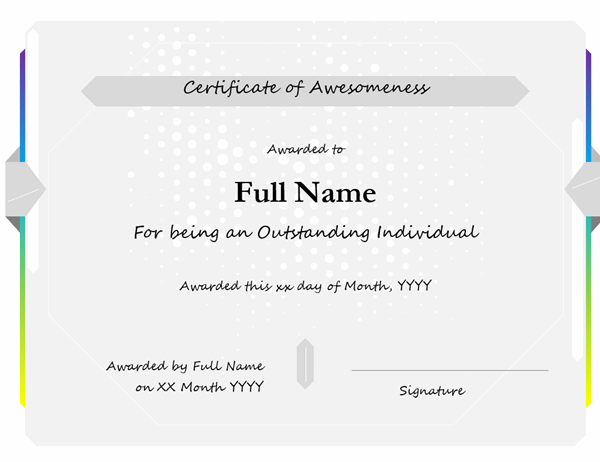 Certificate of awesomeness
