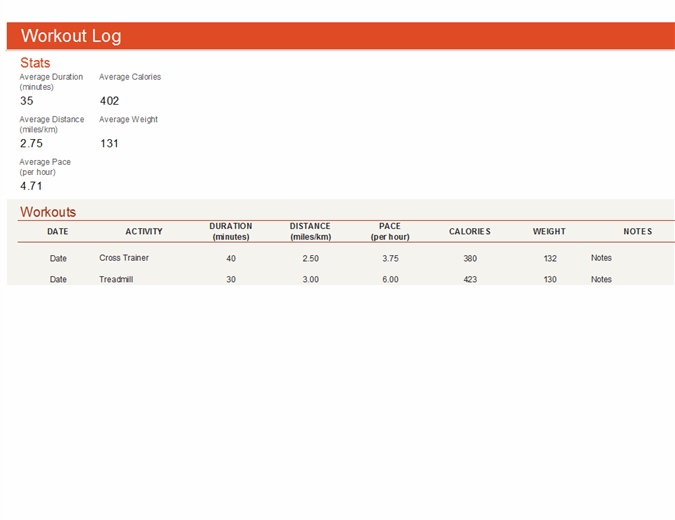 Free Workout Log Template Excel Infoupdate