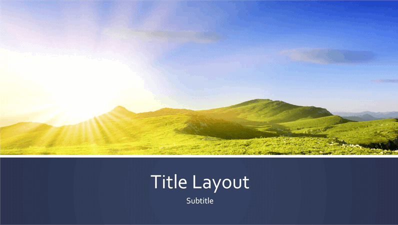 Blue banded nature presentation with mountain sunrise photo (widescreen)