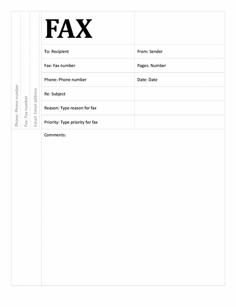 fax cover sheet standard format