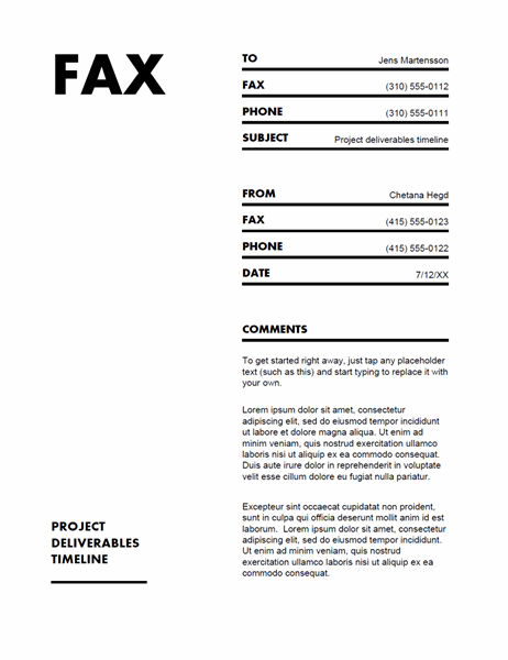 Fax Cover Sheet Standard Format