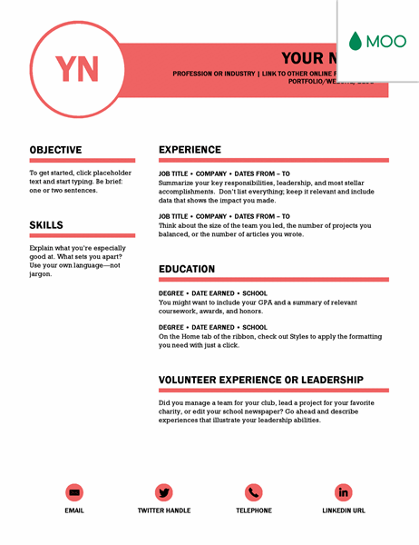Polished resume, designed by MOO