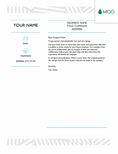 Creative cover letter, designed by MOO