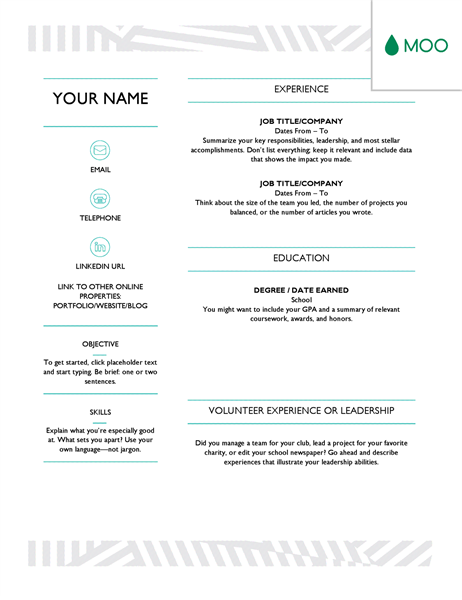 Creative resume, designed by MOO Creative resume, designed by MOO