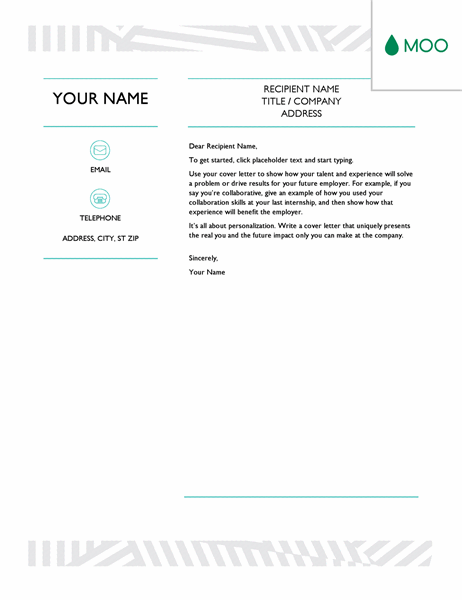 Creative cover letter, designed by MOO Creative cover letter, designed by MOO