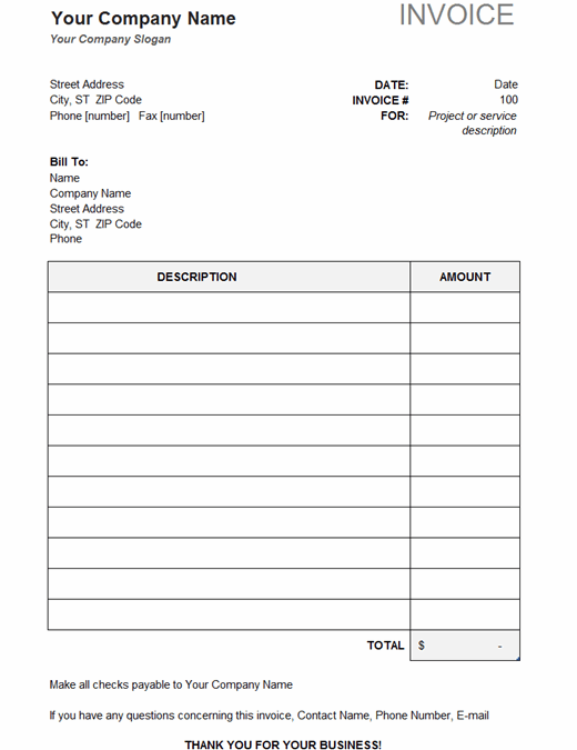 microsoft office invoice template download