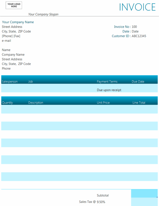 invoice for professional services template