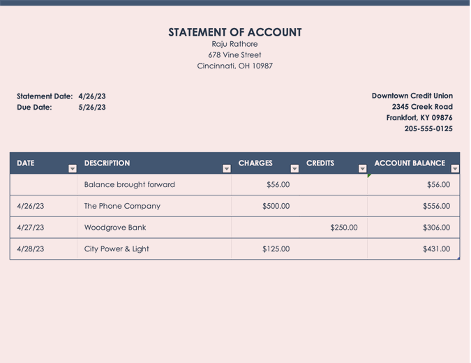 14 Statement Of Account Templates Free Word Excel And Pdf Formats