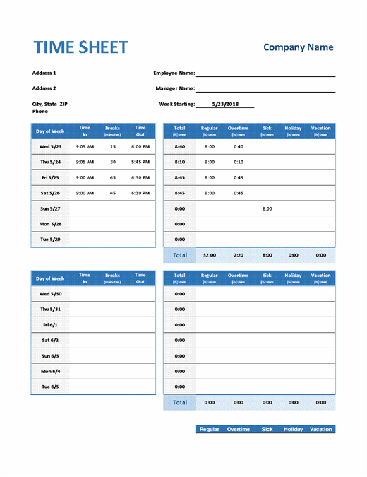 Weekly Timesheet Weekly Timesheet
