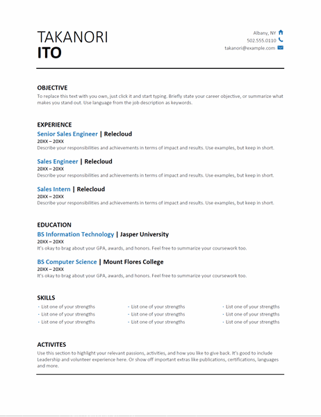 sample student resume