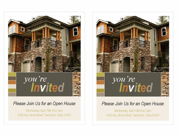 Real estate open house invitation (2 per page)