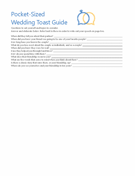 Pocket Wedding Toast Planner