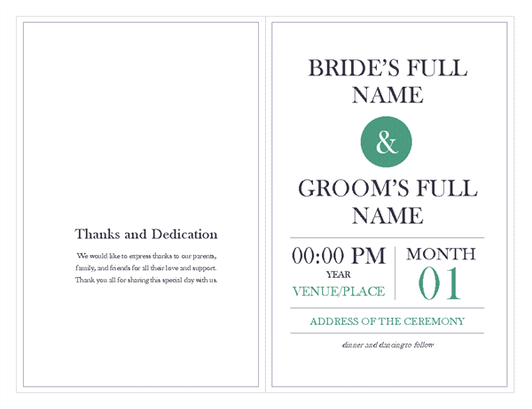 Wedding program template Wedding program template