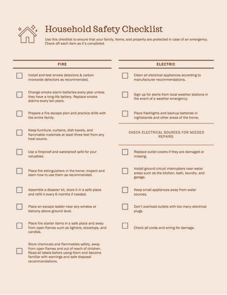 Household safety checklist