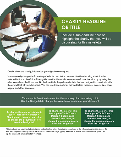 Charity newsletter