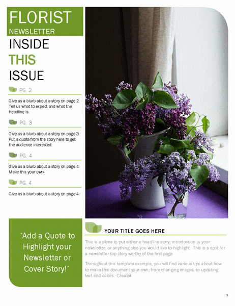 Florist newsletter