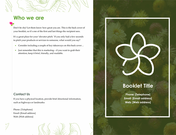 Green floral booklet