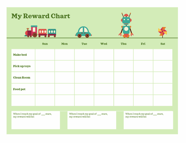 Monday to Friday reward chart