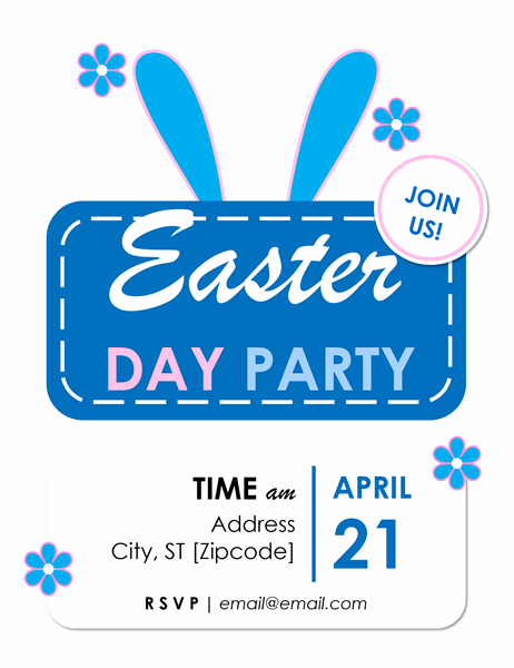 Bunny ears Easter party flyer