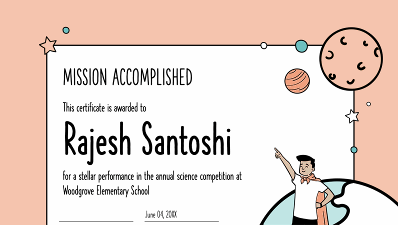 Certificate of achievement (presentation)
