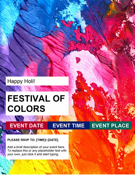 Festival of colors Holi flyer