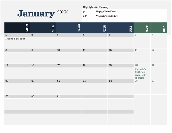 Office Calendar Template