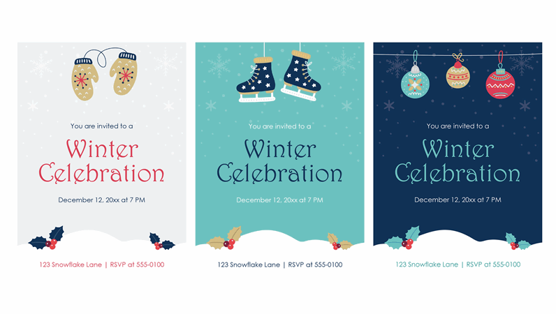 Winter holiday party invitations