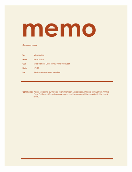 Modern memo (simple design)