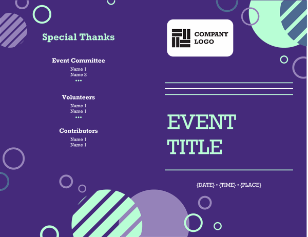 Free Event Program Template Half Fold PRINTABLE TEMPLATES