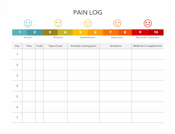 Free Printable Pain Diary Template PRINTABLE TEMPLATES