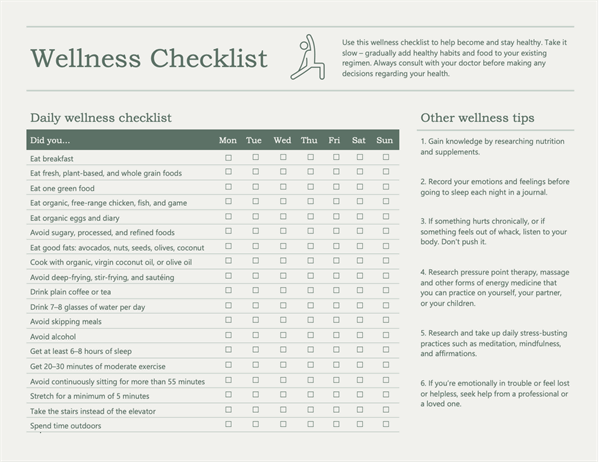 Wellness checklist
