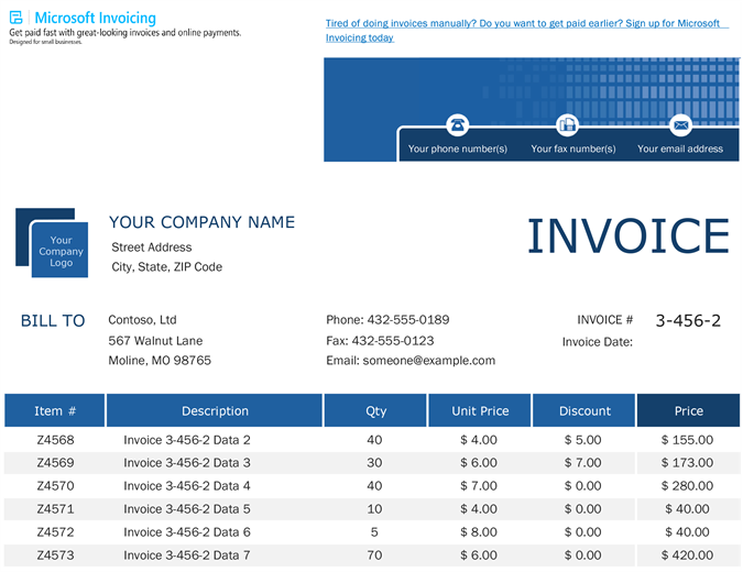 Sales invoice tracker with Microsoft Invoicing