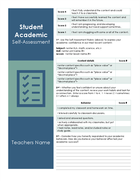 Student academic self-assessment Student academic self-assessment