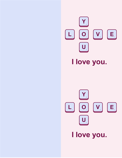 Word game Valentine's card