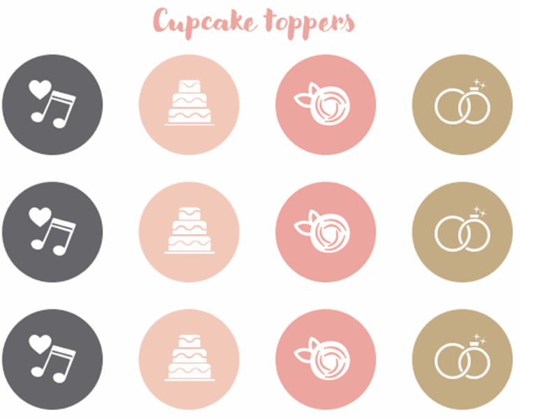 Wedding shower cupcake toppers