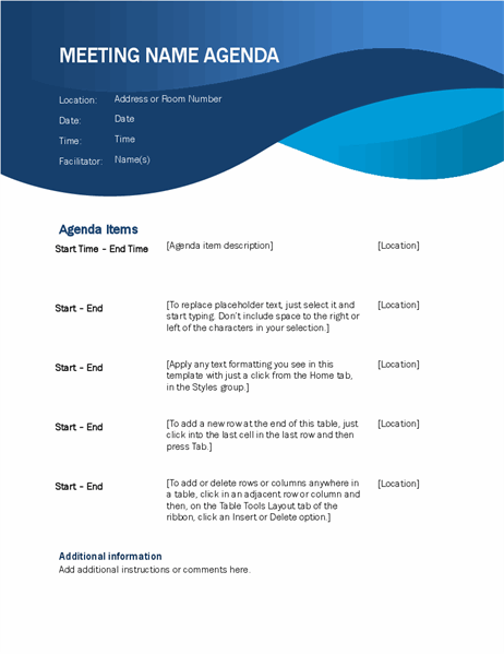 Meeting Agenda With Adjustable Times