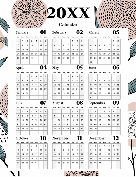 Modern floral calendar