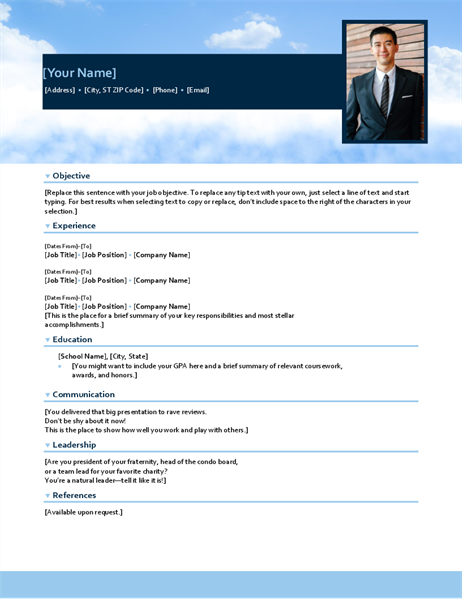 Blue sky resume Blue sky resume